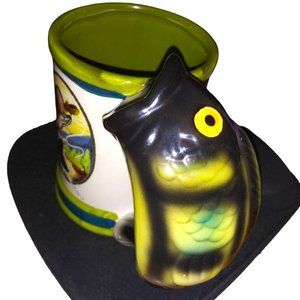 2005 Bass Fishing Coffee Mug Green and Black Large Mouth Bass Open Mouth Fish Mu